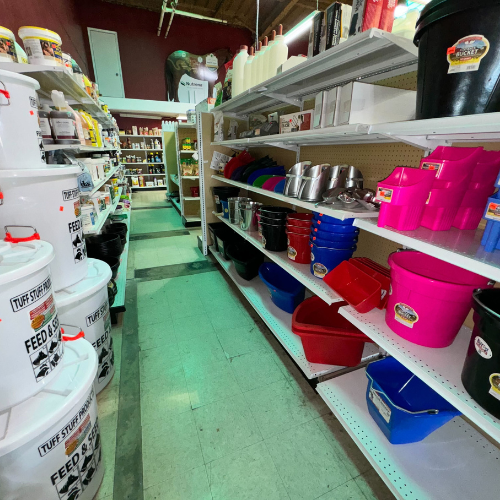 Horse feed and supplies inside of store