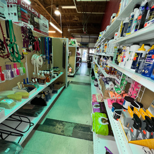 Horse feed and supplies inside of store
