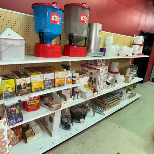 Poultry supplies inside of the store